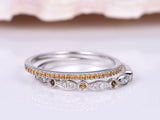 1.9ct Round Cut Yellow Citrine Bridal Set Engagement Ring 14k White Gold Finish