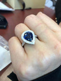 2ct Pear Cut Blue Sapphire Engagement Ring Halo 14k White Gold Over Round Accent