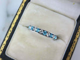 1ct Round Blue Aquamarine Alternate Diamond Eternity Band 14k White Gold Finish