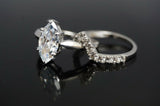 4Ct Marquise Cut Diamond Bridal Set Solitaire Ring V Band 14K White Gold Finish