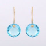 1.2ct Round Cut Blue Topaz Lovely Drop Earring Women 14k Yellow Gold Finish