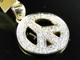 2.2ct Round Cut VVS1D Diamond Pendant Peace Sign 14k Yellow Gold Finish NO CHAIN