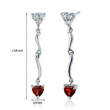 2Ct Heart Cut Red Garnet Diamond Stylish Drop Earrings 14K White Gold Finish