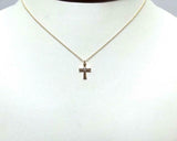 0.1ct Round Cut VVS1D Diamond Holy Cross Pendant with Chain 14k Yellow Gold Over