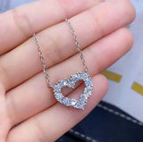 2ct Diamond Round Cut Heart Shape Open Design Pendant Chain 14k WhiteGold Finish