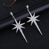 4ct Round Cut Diamond Large Long Star Women Stud Earrings 14k White Gold Finish