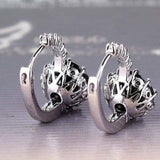 3ct Round Cut Black Diamond Royal Party Drop Earrings 14k White Gold Finish