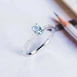 1.2ct Oval Cut Blue Aquamarine Accents with Solitaire Ring 14k White Gold Finish