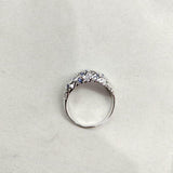 2.1ct Round Cut Blue Sapphire Vintage Inspired Cluster Ring 14k WhiteGold Finish