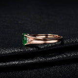 1Ct Oval Cut Green Emerald Diamond Accents Engagement Ring 14K Rose Gold Finish