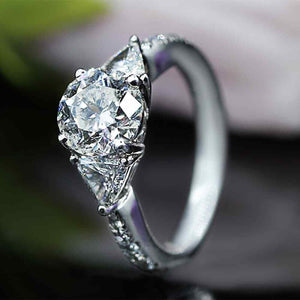 2.3ct Round Cut VVS1D Diamond Engagement Ring 14k White Gold Finish Three Stone