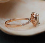 1.5ct Engagement Ring Oval Cut Diamond Halo Solitaire 14k Rose Gold Finish