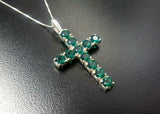 1.55ct Green Emerald Pendant Round Cut Holy Cross 14k White Gold Finish NO CHAIN