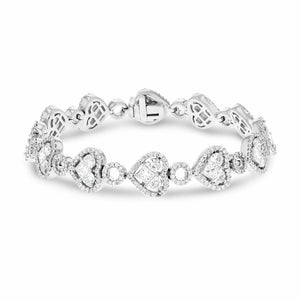 25Ct Princess Diamond Heart Valentine Gift Tennis Bracelet 14K White Gold Finish