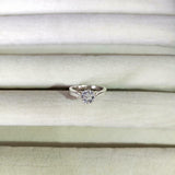 1ct Engagement Ring Round Cut Diamond Cluster Solitaire 14k White Gold Finish