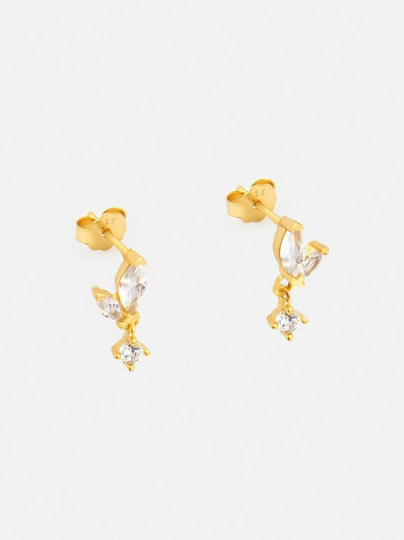 0.5ct Drop Earrings Marquise Cut Diamond Dangling Petal 14k Yellow Gold Finish