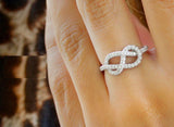 1.4ct Round Cut Diamond Engagement Ring Infinity Love Knot 14k White Gold Finish