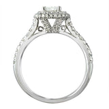 2.5ct Princess Diamond Dual Halo Solitaire with Accent Ring 14k White Gold Over