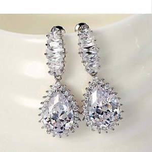 5Ct Pear Cut Diamond Halo Cocktail Extravagant Drop Earrings 14K White Gold Over