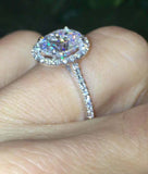 2.1ct Oval Cut Diamond Engagement Ring Classic Halo Solitaire 14k WhiteGold Over