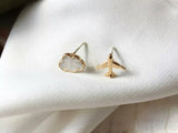 Cloud plane travel Stud Earrings for Women 14k Yellow Gold Plated