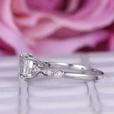 1.2ct Oval Cut Diamond Engagement Ring Solitaire with Accent 14k White Gold Over