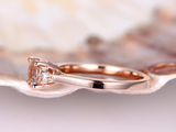 0.7ct Round Cut Morganite Engagement Ring Diamond Trilogy 14k Rose Gold Finish