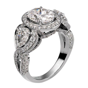 5ct Oval Cut Diamond Cocktail Queens Trilogy Engagement Ring 14k White Gold Over