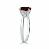 1.5Ct Oval Cut Red Garnet Engagement Ring 14K White Gold Finish Diamond Accents