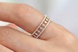 Dual Row Open Wide Wedding Band 1.4ct Baguette Cut Diamond 14k YellowGold Finish