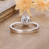 1ct Round Cut Moissanite Solitaire Heart Prong Women Ring 14k White Gold Plated