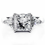 2ct Princess Trillion Cut Diamond Trilogy Engagement Ring 14k White Gold Finish