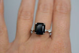 5ct Emerald Cut Blue Sapphire Marquise Accent Engagement Ring 14k WhiteGold Over