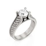 2.6ct Round Cut Diamond Engagement Ring 14k White Gold Finish Leaves Filigree