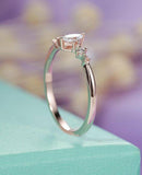 0.5ct Marquise Diamond Minimalist Slim Trilogy Engagement Ring 14k RoseGold Over