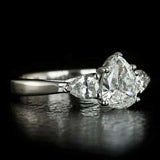 2Ct Pear Cut Diamond Trilogy Solitaire Engagement Ring 18K White Gold Finish