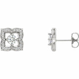 0.5ct Round Cut VVS1D Diamond Filigree Stud Earrings Women 14k White Gold Finish