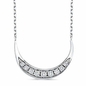 1.5ct Round Cut VVS1D Diamond Pendant Chain Crescent Moon 14k White Gold Finish