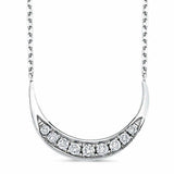 1.5ct Round Cut VVS1D Diamond Pendant Chain Crescent Moon 14k White Gold Finish