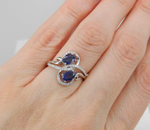 3ct Oval Cut Blue Sapphire Diamond Cocktail Engagement Ring 14k White Gold Over