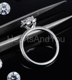 1ct Round Cut Moissanite Heart Shape Halo Engagement Ring 14k White Gold Plated