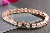 18Ct Assher Cut Sparkle VVS1/D Diamond Tennis Bracelet 14K Rose Gold Finish