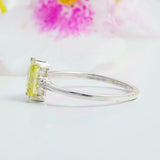 2ct Radiant Yellow Sapphire Engagement Ring Diamond Trilogy 14k White Gold Over