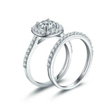 2.3ct Round Cut Diamond Engagement Ring Halo Bridal Set Band 14k White Gold Over