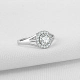 2.3ct Round Diamond Engagement Ring Halo Split Band Solitaire 14k WhiteGold Over