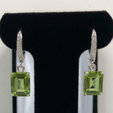 2.5ct Dangle Earrings Emerald Cut Green Peridot LeverBack 14k White Gold Finish