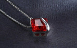 1ct Pink Ruby Pendant Princess Cut Stylish Solitaire 14k WhiteGold Over NO CHAIN