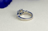 1ct Heart Cut Blue Sapphire Engagement Ring Diamond Claddagh 14k White Gold Over