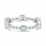 2ct Wedding Ring Band Princess Cut Diamond Sqaure Statement 14k WhiteGold Finish