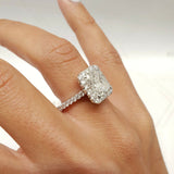 1.6ct Radiant Cut Diamond Halo Solitaire Engagement Ring 18k White Gold Finish